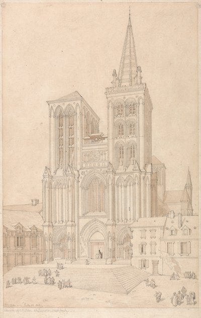 St. Pieter in Lisieux, Normandië - Westelijke Voorzijde door John Sell Cotman